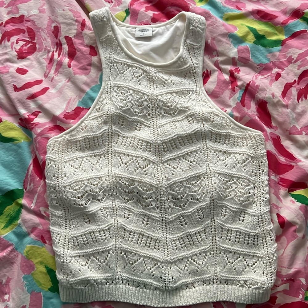 Abercrombie crocheted high neck racer back